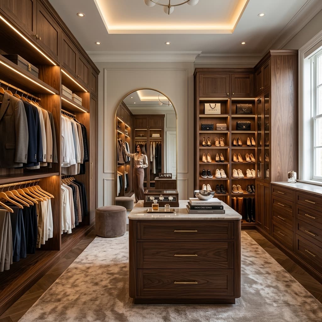 Walk-in Closets: El arte de organizar con lujo y tecnología